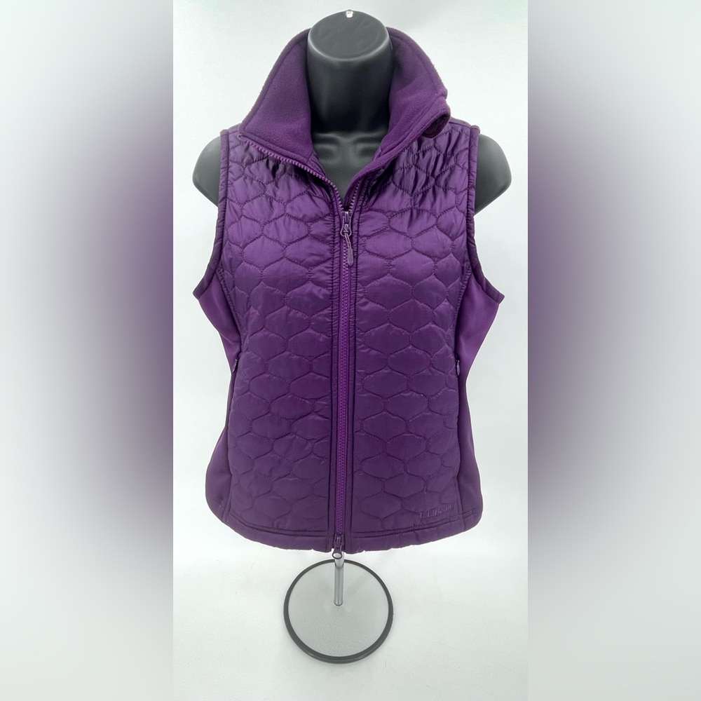 LL Bean Quilted Vest Purple Outdoor Polyester Pockets Hiking Camp Women’s‎ XS